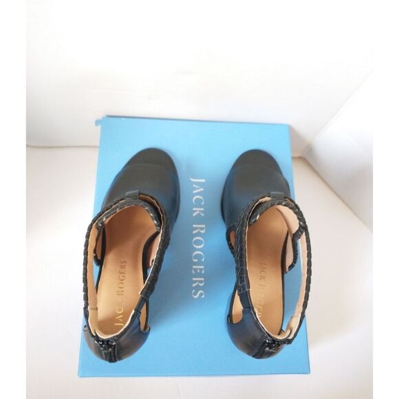 New! JACK ROGERS Women's Tinsley Leather Open-Toe Bootie Sandals Shoes Black - Picture 7 of 9
